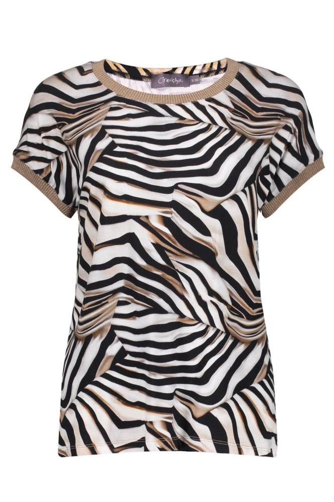 SARAH KLEURRIJK T SHIRT MET KORTE MOUWEN 52447 60 000010 OFF-WHITE/BLACK
